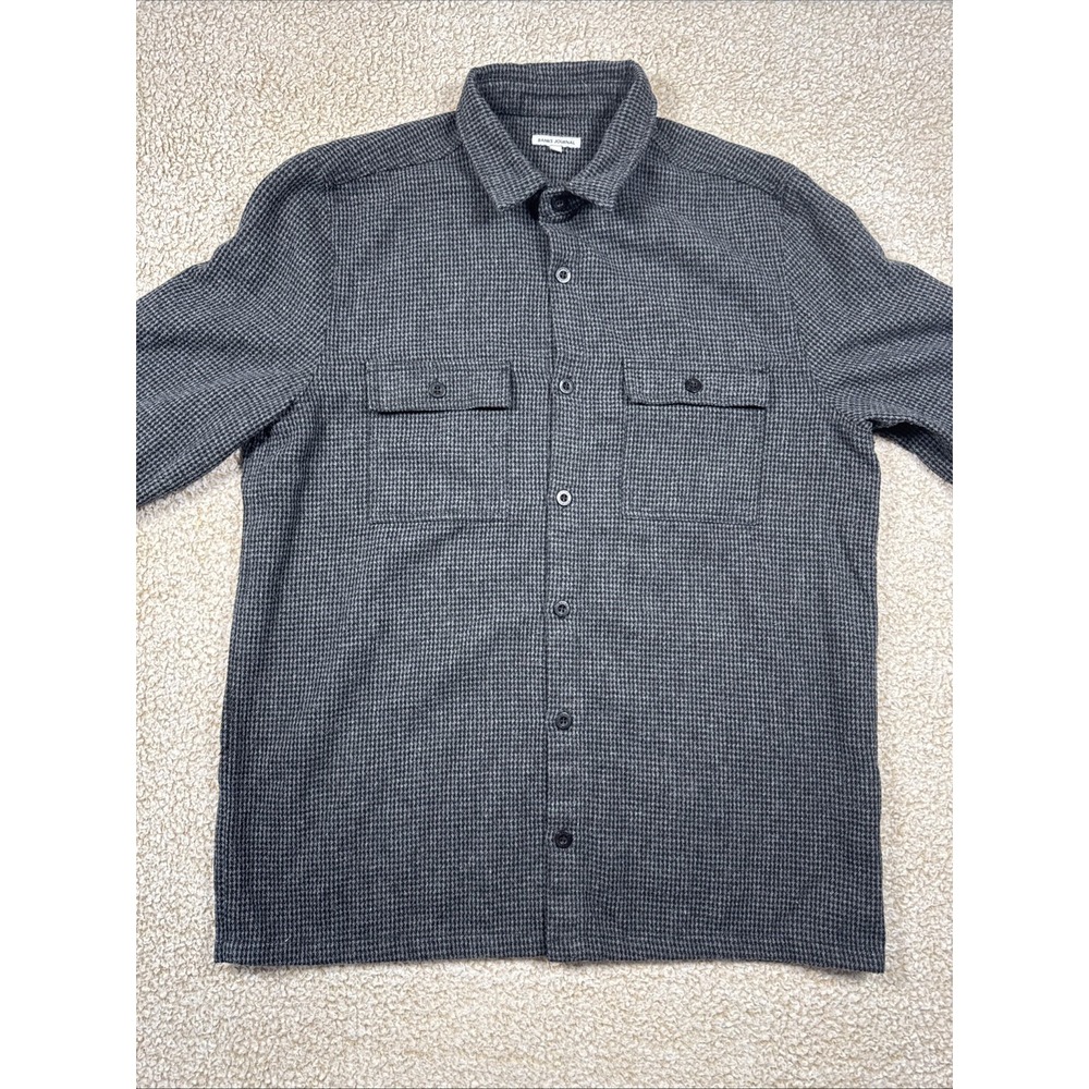 Banks Journal Button Up Shirt Mens XXL Gray Houndstooth Seersucker Double Pocket